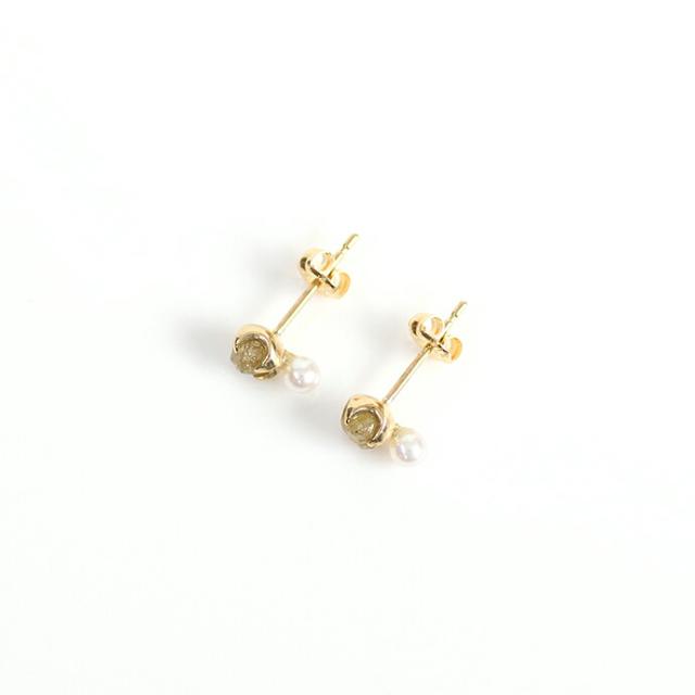 sinc（シンク） / k18 原石ダイヤモンド ピアス - イエロー (パール付き) レディース シンプル 大人 上品 綺麗 プレゼント ギフト 贈り物 アクセサリー ジュエリー 20代 30代 40代 50代 60代_4