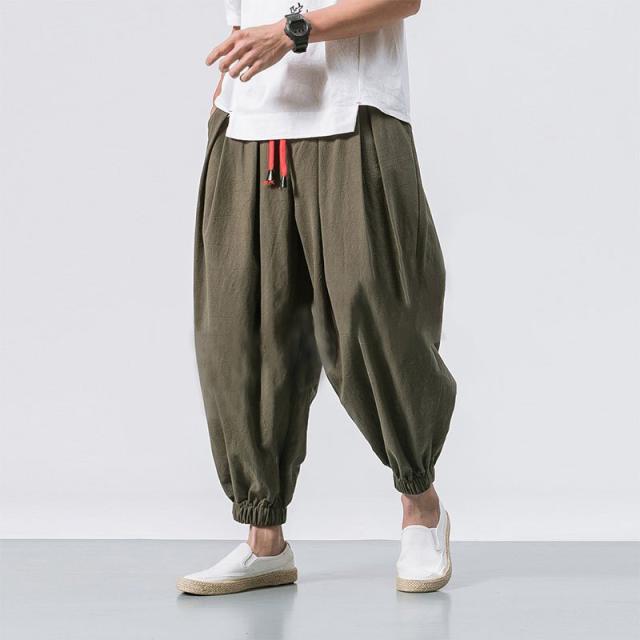 サルエルパンツ メンズ 9分丈 ワイドパンツ 夏 ズボン 綿麻 パンツ ボトムス 大きいサイズ リラックス カジュアル 父の日 21 公式サイト
