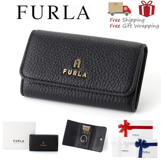 FURLA ブラック レザー　キーケース FURLA フルラ キーケース 新デザイン 4連キーケース アーチ 新品