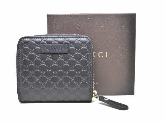 GUCCI グッチ シマレザー 2つ折り 財布 449395 ブラック レッド