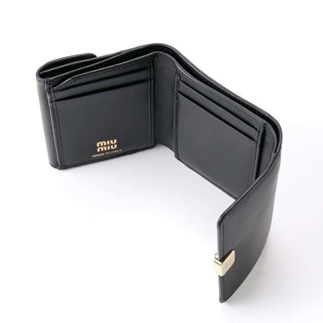 送料無料】 MIUMIU ミュウミュウ 財布 三つ折り財布 ブラック 5MH043