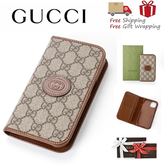 【国内発送】GUCCI 手帳型 iPhone 15 15Pro ケース ギフト包装可 GUCCI グッチ スマホケース 手帳型 iPhone 15 15Pro ケース 新品