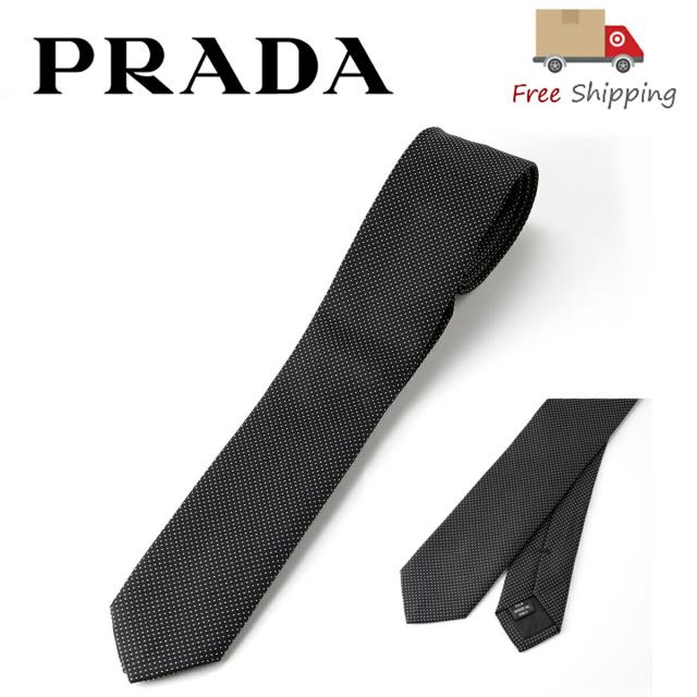 【送料無料】 PRADA プラダ  ネクタイ   UCR75 ブラック ドット ネクタイ  新品 ギフト プレゼント プレゼント ギフト 贈り物 無料 ラッピング 包装