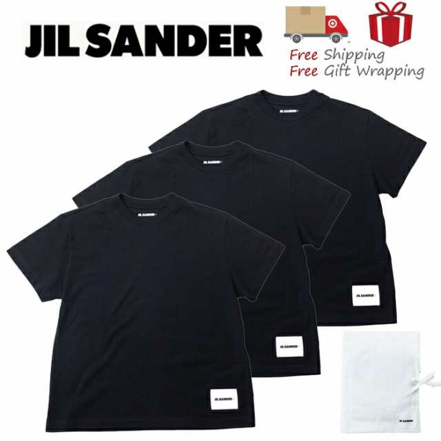 【送料無料】JILSANDER ジルサンダー  裾ロゴ Tシャツ 3枚セット J40GC0001 ブラック 新品ギフト ラッピング プレゼント プレゼント ギフト 贈り物 無料 ラッピング 包装 29,120円