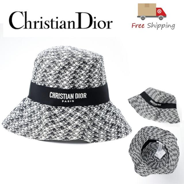 Dior　ディオール　D-Bobby ハット ロゴ入り 千鳥格子 ストローの通販は 72,435円