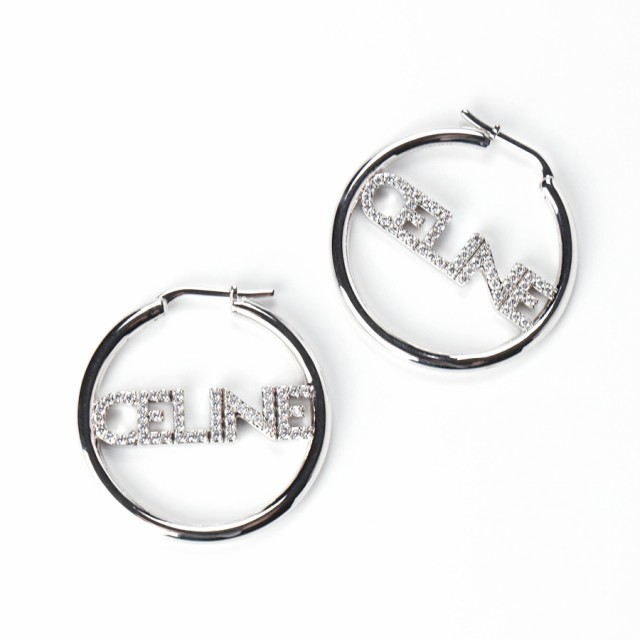 セリーヌ CELINE PARIS フープ ロゴ ピアス シルバー レディース