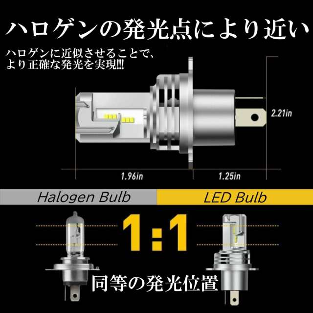 7500LM 爆光LED H4 HiLo LEDヘッドライト 6500K ホワイト 高輝度LED バイク 車 LED chip搭載 1個の通販はau  PAY マーケット - ITEM SHOP