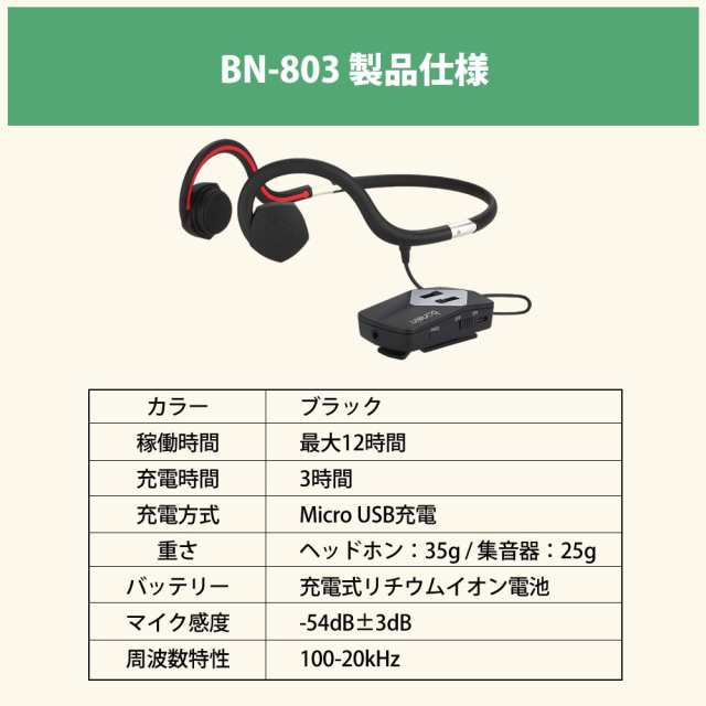 骨伝導 イヤホン ヘッドホン 集音器 BN-803-