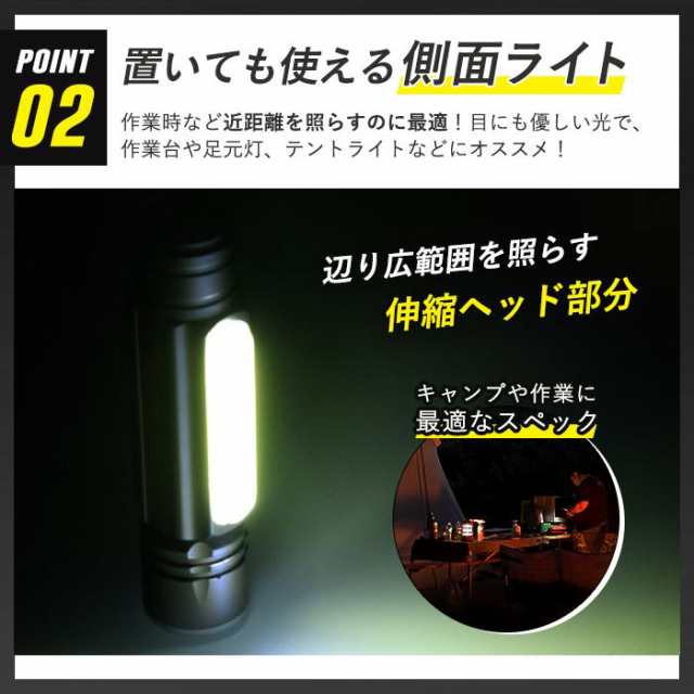 懐中電灯 強力 充電式 作業灯 軍用 防水 ledライト 高輝度 照明 明るい ライト ヘッドライト 防犯グッズ 防犯 ライト 小型  ハンディライの通販はau PAY マーケット - WAYetTO | au PAY マーケット－通販サイト