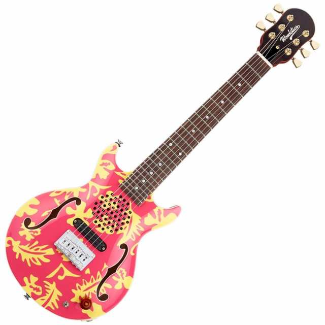 Woodstics Guitars WS-MINI ALOHA Pink ＆ Yellow Aloha スピーカー内蔵ミニエレキギター ken yokoyama【送料無料】【即日発送】