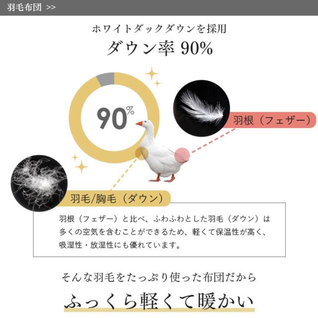 羽毛布団セット シングル ロング 4点 日本製 羽毛布団4点セット ホワイトダックダウン 90％ CILシルバーラベル 組布団 掛布団 固綿入り 敷布団 くぼみ 枕 枕カバー 掛け布団 敷き布団 ふとん 枕 あったか 冬_4