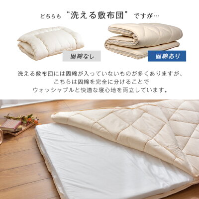 【10:00〜P5%還元】 敷き布団 日本製 洗える 三層敷布団 完全分割式 ウォシュロン (R) シングル ロング 三層 敷き布団 敷布団 ウォッシャブル_2