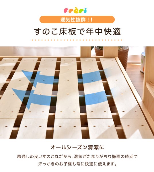 【10:00〜P5%還元】 ＼デイリーランキング1位／ 二段ベッド マットレス付き 高反発 2枚 ロータイプ 天然木 コンパクト 2段ベッド 二段ベット 木製 二段 2段 子供 マットレス 三つ折り ベッド [超大型商品]_7