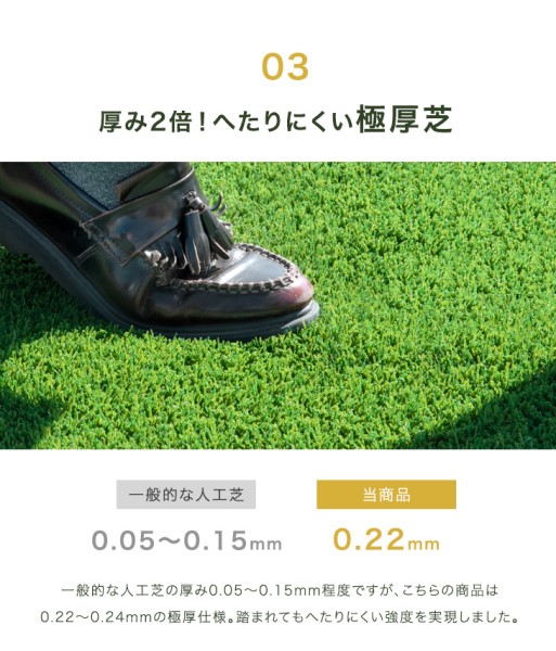 10年使える”超高密度 防草シート付 人工芝 2m×10m 48本 セット 芝丈