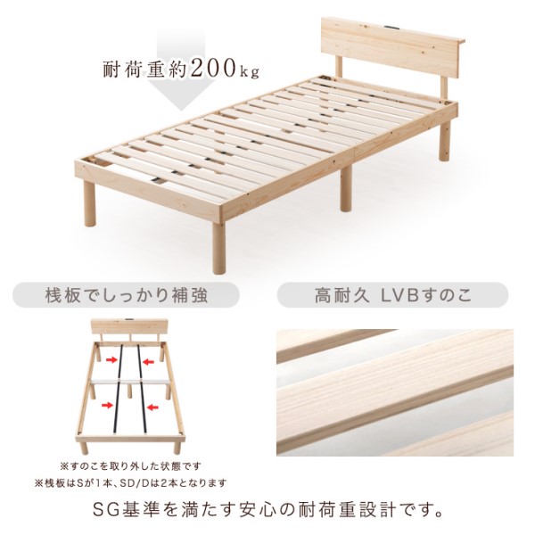 【正午〜P5%還元】 ベッド マットレス付き ダブル すのこベッド 宮付き 高さ調節 2段階 ベッド マットレス ローベッド ベッドフレーム マットレス マットレス付き マットレスセット ウレタン 高反発 190N 10cm 北欧