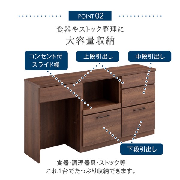 組み替えOK キッチンカウンター 完成品 幅 180 食器棚 収納