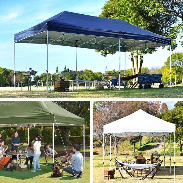 即納] タープテント 特大 大人数で使える 3×6m ワンタッチ 大型 6m 高