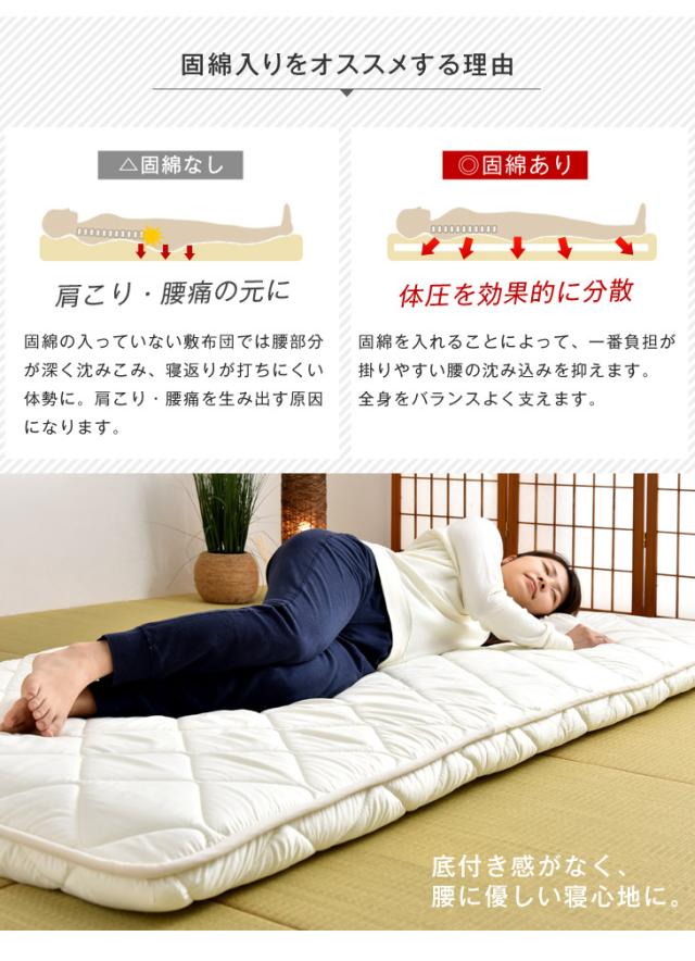 日本製 防ダニ 抗菌防臭 吸汗速乾 極厚4層 敷布団 敷き布団 四層敷 クイーン 160×200cm 帝人マイティトップ 国産_6