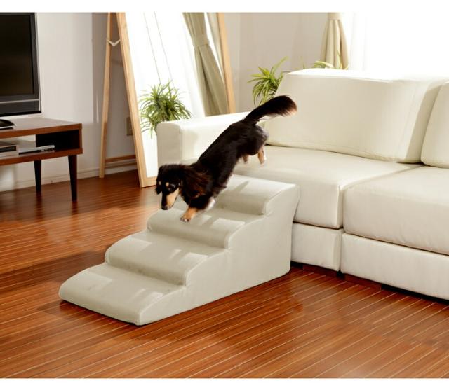 【10:00〜P5%還元】 お手入れしやすいレザー生地ペットステップ 4段 幅40cm ロング ステップ 長さ80cm ペット用階段 犬用 ペット用_5