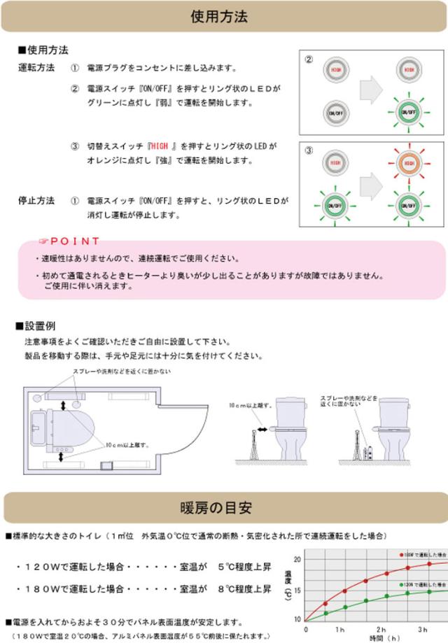正午〜P5％還元】 ヒーター パネルヒーター 75cm トイレのヒート