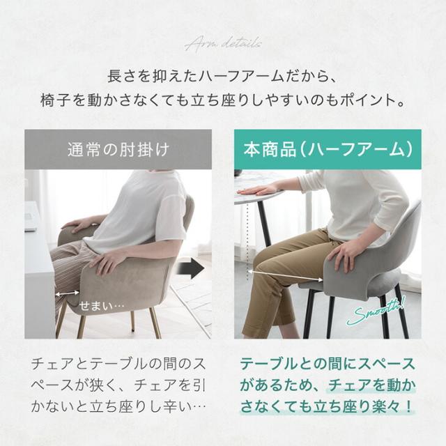 ダイニングチェア 2脚セット フェミニンモダン ダイニング チェア ダイニングチェアー チェアー 椅子 イス 食卓椅子 スチール ベロア 調 リビングチェア リビング 肘付き くすみ ニュアンスカラー かわいい モダン 北欧 おしゃれ_11