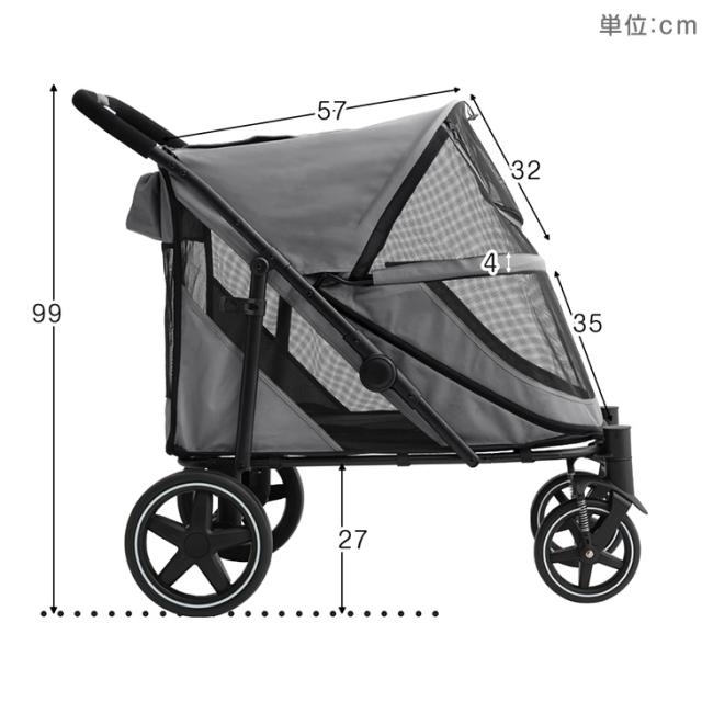 大型犬 多頭 ペットカート グレーと黒 折りたたみ式 洗えるマット付き 大型犬 多頭 ペットカート グレーと黒 折りたたみ式 洗える