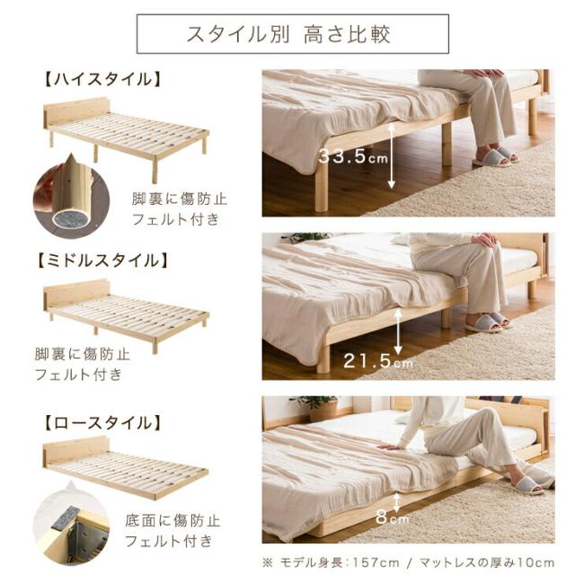 ベッド マットレス付 スマホスタンド＆2口コンセント付き ベッド セミダブル マットレス付き 宮付き セミダブル すのこベッド ボンネルコイル マットレス付きベッド すのこベッド コンセント 2口 天然木 スノコベッド すのこ 宮 宮棚_8
