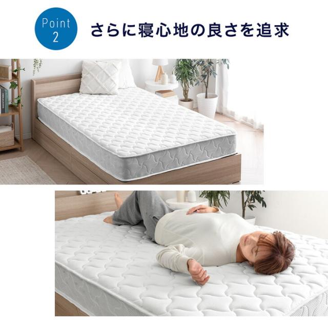 【正午〜P5%還元】 ベッド マットレス付き セミダブル 3ゾーン構造 ポケットコイルマットレス 宮棚＆2口コンセント すのこベッド ベッド セミダブル フレーム マットレス付き ベッドフレーム スプリングマットレス ポケットマットレス 宮棚付き