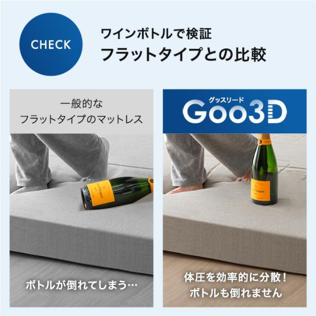 マットレス シングル 三つ折り 高反発 10cm Goo3D《グッスリード》 3D