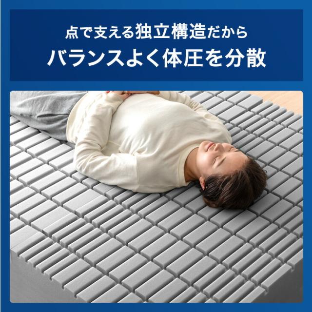【10:00〜P5%還元】 マットレス クイーン 三つ折り 超極厚20cm ワンランク上の 高反発 Goo3D《グッスリード》 3D 3ゾーン 洗えるカバー メッシュ パイル 高反発マットレス 厚い 硬め 敷布団 敷き布団 布団 折りたたみ_7
