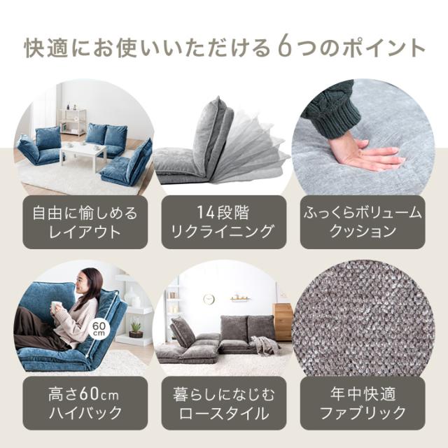 ハイバック ローソファ 3点セット コーナーソファ ロータイプ 座椅子 