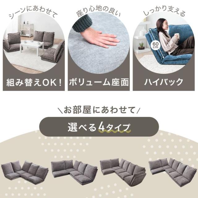 ハイバック ローソファ 3点セット コーナーソファ ロータイプ 座椅子