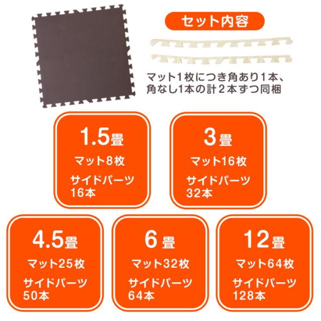 ジョイントマット 大判 12畳 59cm 64枚 7物質検査 1級防音 サイド