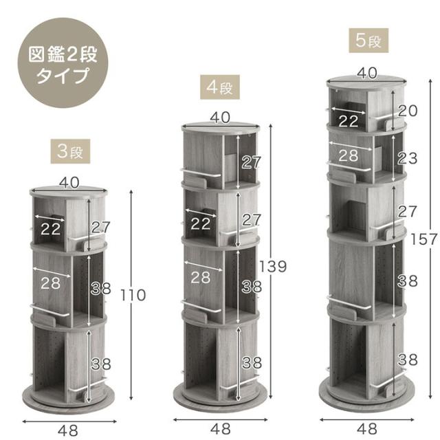 【10:00〜P5%還元】 ＜倒れにくい土台+8cm＞ 回転絵本ラック 5段 図鑑対応 絵本棚 収納 本棚 回転本棚 絵本ラック 回転ラック 回転式本棚 回転 回転式 大容量 子供部屋 子供 子ども こども 子ども用 絵本 本 図鑑 おしゃれ_16