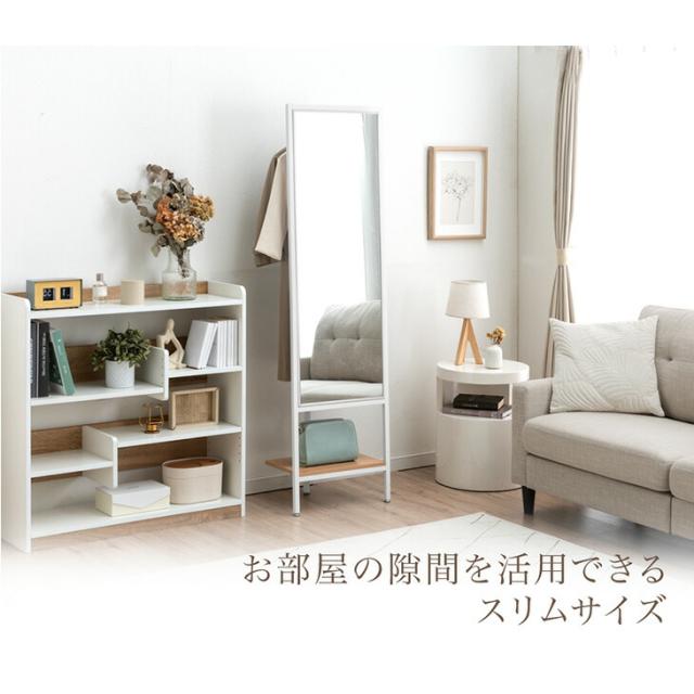 全身鏡 収納 ドレッサー 幅45cm 鏡 姿見 ミラー 全身 ハンガーラック コートハンガー コンパクト スリム 省スペース 軽量 全身ミラー スタンドミラー 鏡付き ミラー付 メイク収納 化粧台 玄関収納 一人暮らし シンプル おしゃれ かわいい_11
