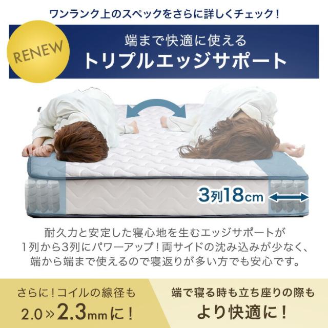 マットレス クイーン ポケットコイル 極厚22cm 更に強力“トリプル