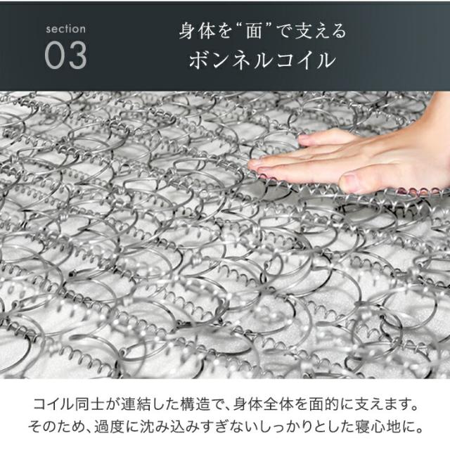 ワンランク上の ピロートップ 脚付きマットレス シングル ボンネルコイル 組立簡単 抗菌 防臭 防ダニ  ベッド 脚付きベッド 脚付マットレス 脚付き マットレス マットレス付き シングルベッド_10