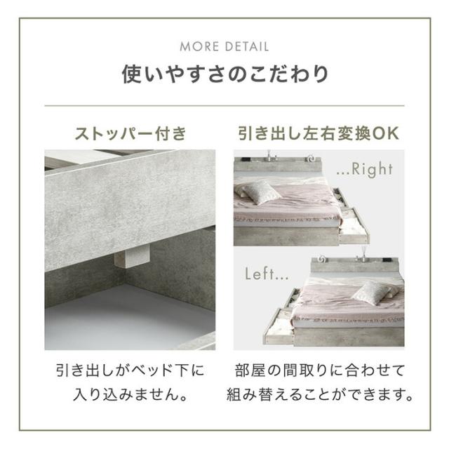 【正午〜P5%還元】 収納ベッド クイーン USB コンセント付き 宮付き 収納付き 収納 収納ベット すのこ すのこベッド ベッドフレーム ベッド ベット フレーム クイーンベッド 木製 北欧 おしゃれ