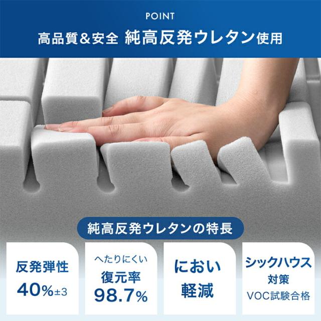 【10:00〜P5%還元】 マットレス クイーン 三つ折り 超極厚20cm ワンランク上の 高反発 Goo3D《グッスリード》 3D 3ゾーン 洗えるカバー メッシュ パイル 高反発マットレス 厚い 硬め 敷布団 敷き布団 布団 折りたたみ_16