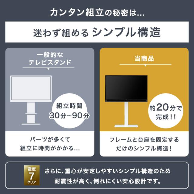 組立簡単 テレビスタンド 震度7クリア 32〜65インチ対応 左右 首振り ロータイプ 耐震 壁寄せテレビ台 TVスタンド 壁寄せテレビスタンド お掃除ロボット 対応 壁寄せ 自立式 スリム コーナー 65インチ対応 おしゃれ_2