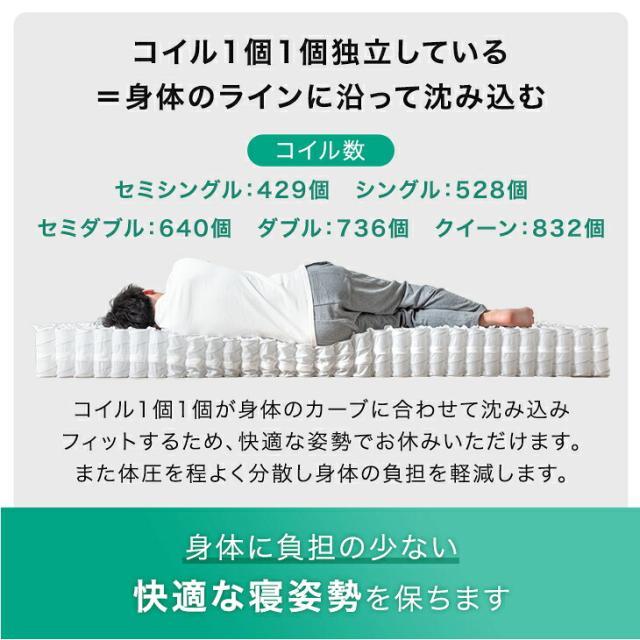 スーパーハード ポケットコイル ダブル マットレス 極厚25cm 体圧分散 メッシュ 通気性 高反発 硬め 厚め 極厚 ウレタン ベッド マット コイルマットレス スプリングマットレス 圧縮_14