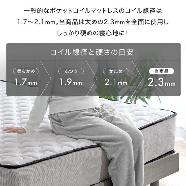 スーパーハード ポケットコイル ダブル マットレス 極厚25cm 体圧分散