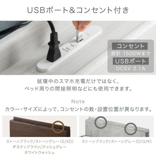 ローベッド すのこ セミダブル ベッド フレーム USB・コンセント 