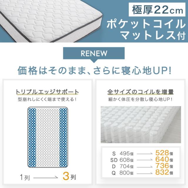 月間ランキング1位／ シングルベッド マットレス付き 収納 宮棚＆2口