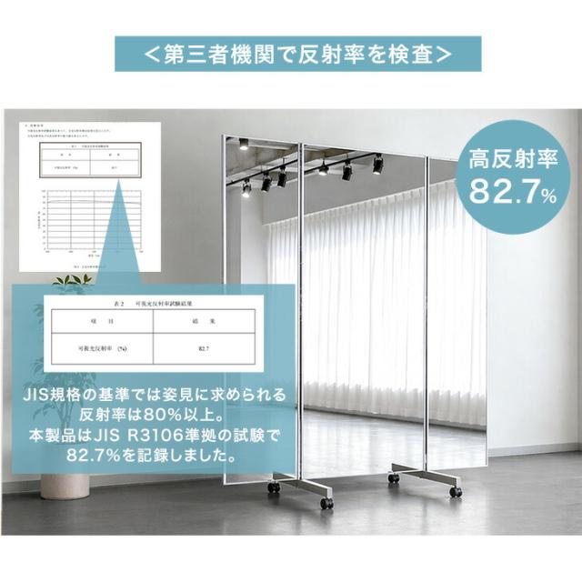 割れない 3面鏡 折りたたみ キャスター付き 160×190cm 全身鏡 超軽量 割れない鏡 割れないミラー フィルムミラー 姿見 鏡 全身 ミラー 折り畳み 三面鏡 角度調節 180度 キャスター 軽量 軽い 大 大型 ワイド 【超大型】_9