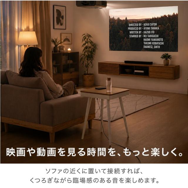 ワイヤレススピーカー&amp;充電 サイドテーブル USB ライト ワイヤレス充電 ワイヤレススピーカー 四角 正方形 幅40 テーブル ナイトテーブル サウンドテーブル コンパクト ブルートゥース Bluetooth ワイヤレス 照明 木製 木目調 北欧 モダン_5