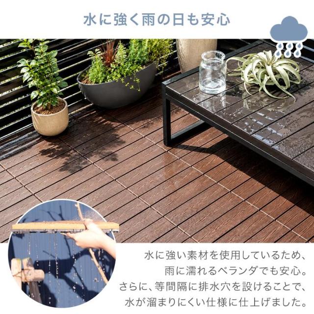 【10:00〜P5%還元】 超高耐久800kg 人工木 ウッドパネル 天然木粉 81枚セット ジョイント ウッドタイル ウッド パネル タイル デッキパネル ウッドデッキ フロアデッキ テラス ガーデン ガーデニング DIY ジョイント式_13