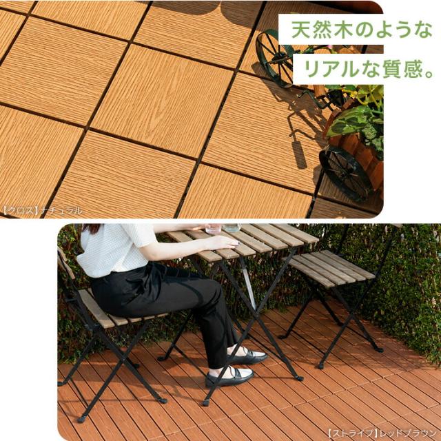 【10:00〜P5%還元】 超高耐久800kg 人工木 ウッドパネル 天然木粉 81枚セット ジョイント ウッドタイル ウッド パネル タイル デッキパネル ウッドデッキ フロアデッキ テラス ガーデン ガーデニング DIY ジョイント式_3