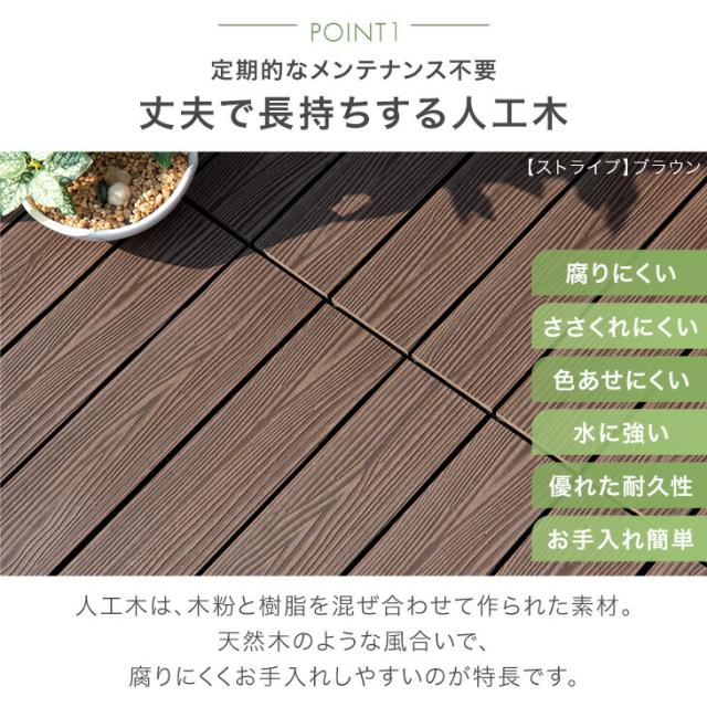 【10:00〜P5%還元】 超高耐久800kg 人工木 ウッドパネル 天然木粉 81枚セット ジョイント ウッドタイル ウッド パネル タイル デッキパネル ウッドデッキ フロアデッキ テラス ガーデン ガーデニング DIY ジョイント式_4