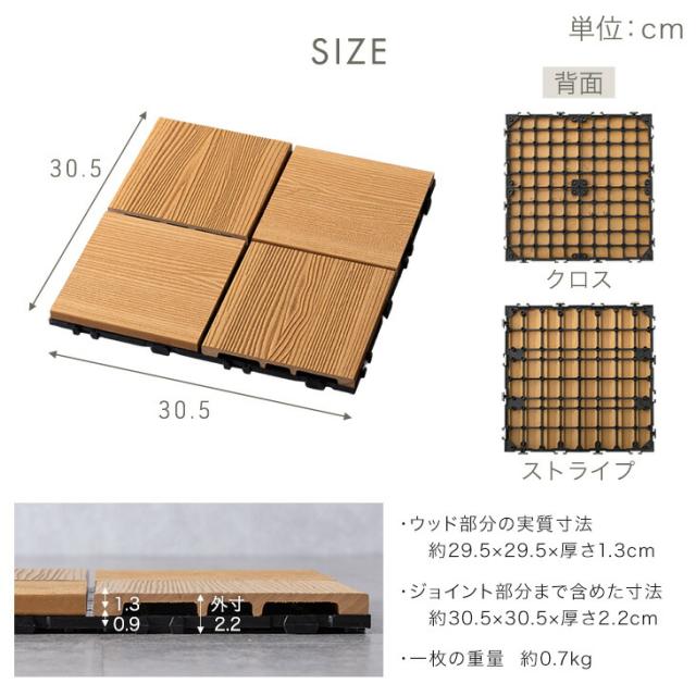 【10:00〜P5%還元】 超高耐久800kg 人工木 ウッドパネル 天然木粉 81枚セット ジョイント ウッドタイル ウッド パネル タイル デッキパネル ウッドデッキ フロアデッキ テラス ガーデン ガーデニング DIY ジョイント式_15